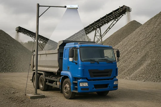 Load Volume Scanner installation structure mounted over haul route